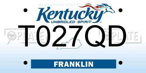 T027QD Kentucky License Plate