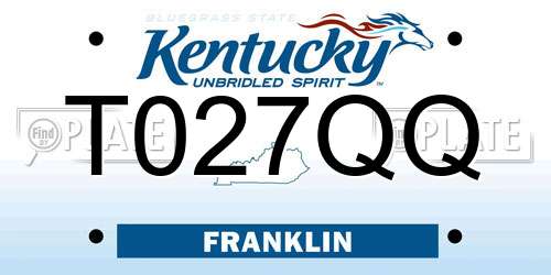 T027QQ Kentucky License Plate
