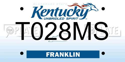 T028MS Kentucky License Plate