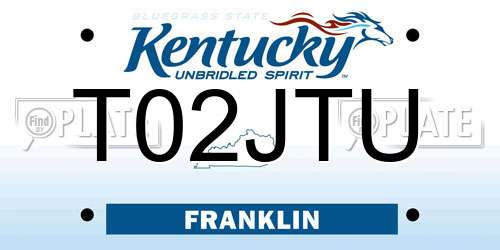 T02JTU Kentucky License Plate