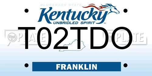 T02TDO Kentucky License Plate