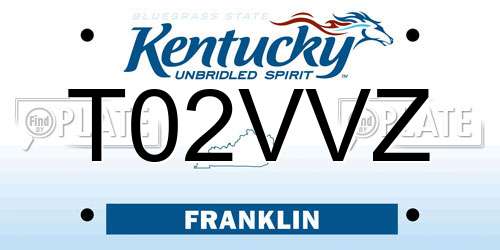 T02VVZ Kentucky License Plate