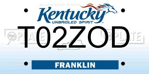 T02ZOD Kentucky License Plate