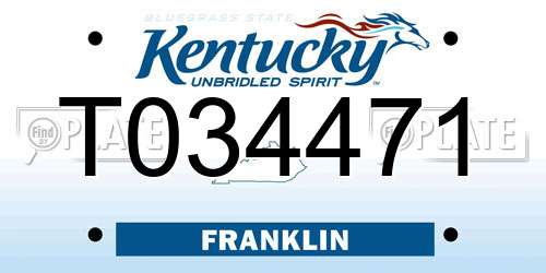 T034471 Kentucky License Plate