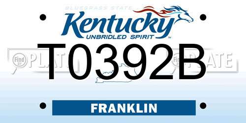 T0392B Kentucky License Plate