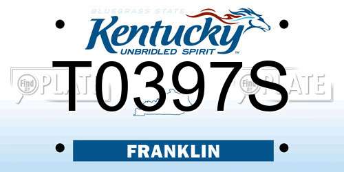 T0397S Kentucky License Plate