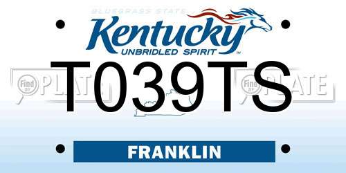 T039TS Kentucky License Plate