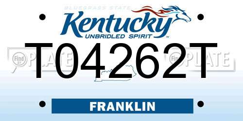 T04262T Kentucky License Plate