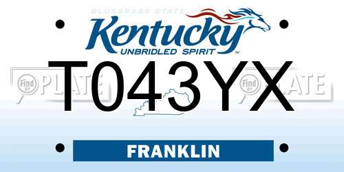 T043YX Kentucky License Plate