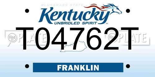T04762T Kentucky License Plate