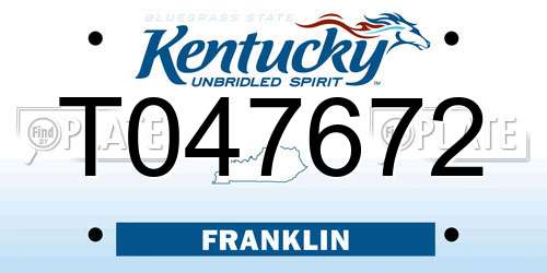 T047672 Kentucky License Plate
