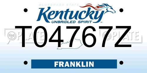 T04767Z Kentucky License Plate