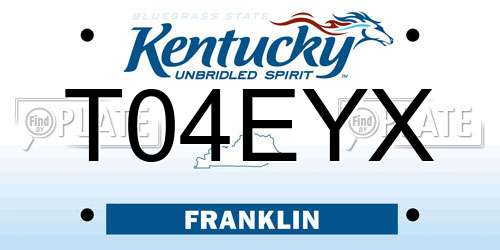 T04EYX Kentucky License Plate