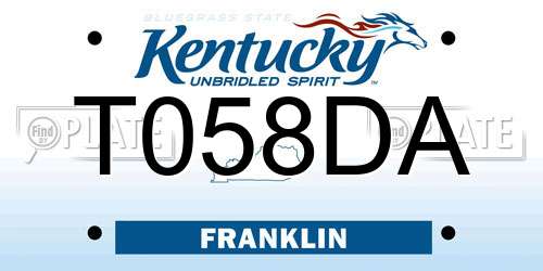 T058DA Kentucky License Plate