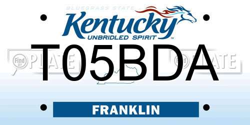 T05BDA Kentucky License Plate