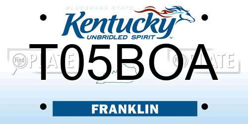T05BOA Kentucky License Plate