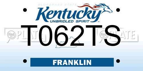 T062TS Kentucky License Plate