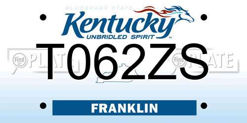 T062ZS Kentucky License Plate