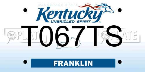 T067TS Kentucky License Plate