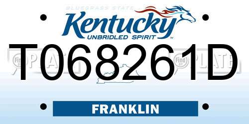 T068261D Kentucky License Plate