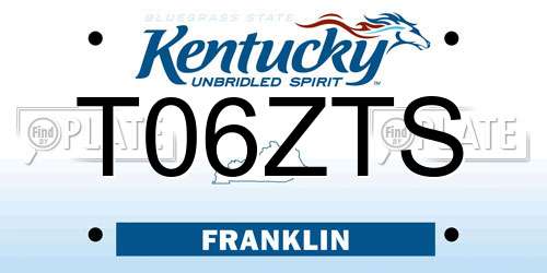 T06ZTS Kentucky License Plate