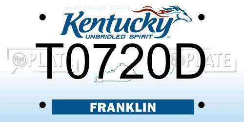 T0720D Kentucky License Plate