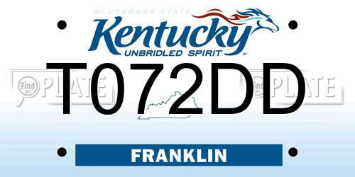 T072DD Kentucky License Plate