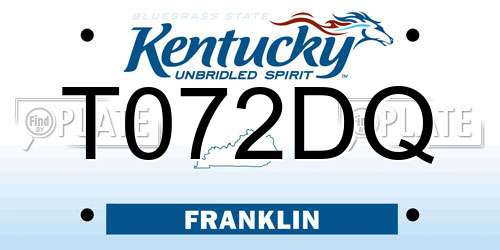 T072DQ Kentucky License Plate