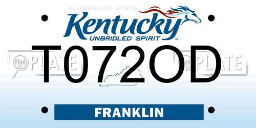 T072OD Kentucky License Plate