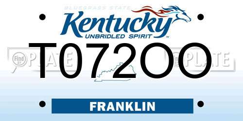 T072OO Kentucky License Plate
