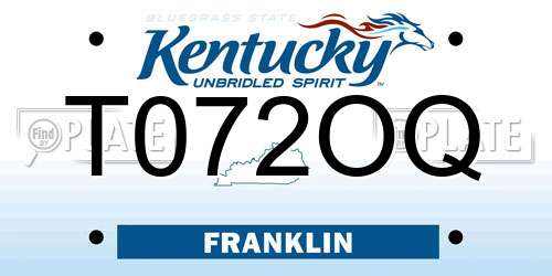 T072OQ Kentucky License Plate
