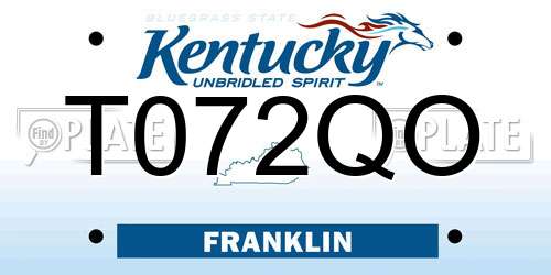 T072QO Kentucky License Plate