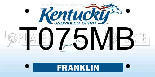 T075MB Kentucky License Plate