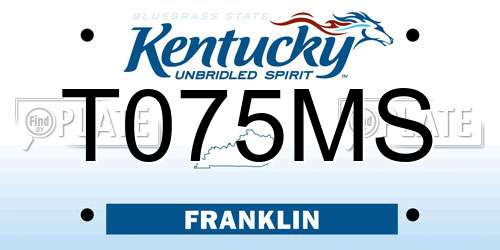 T075MS Kentucky License Plate