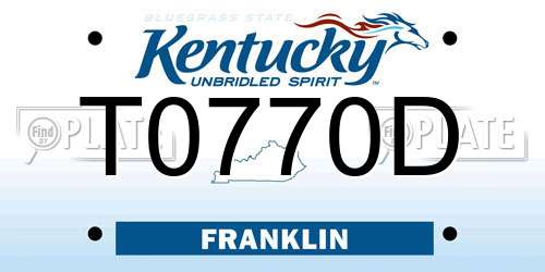 T0770D Kentucky License Plate