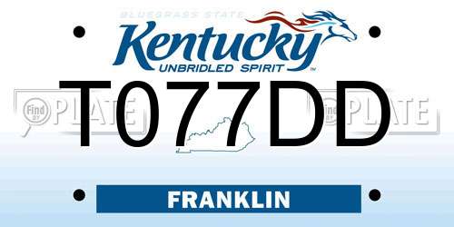 T077DD Kentucky License Plate