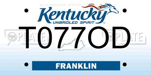 T077OD Kentucky License Plate