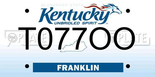 T077OO Kentucky License Plate