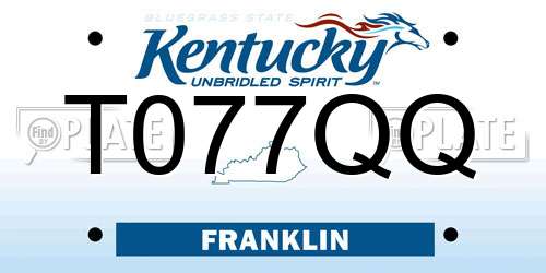 T077QQ Kentucky License Plate