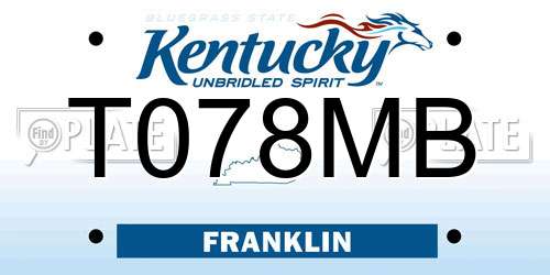 T078MB Kentucky License Plate