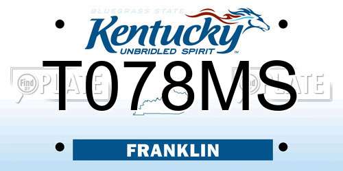 T078MS Kentucky License Plate