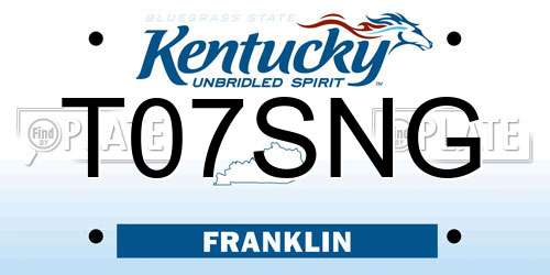 T07SNG Kentucky License Plate