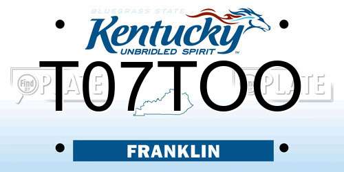 T07TOO Kentucky License Plate
