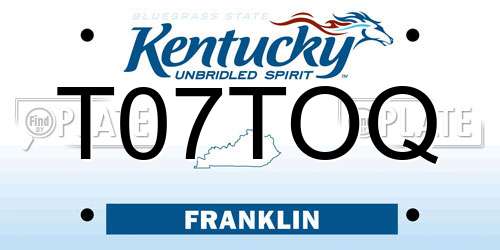 T07TOQ Kentucky License Plate