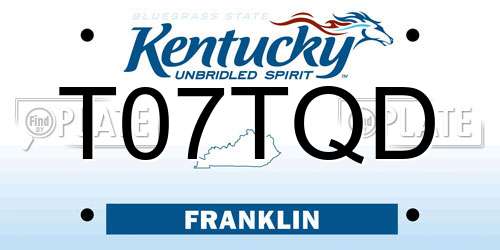 T07TQD Kentucky License Plate