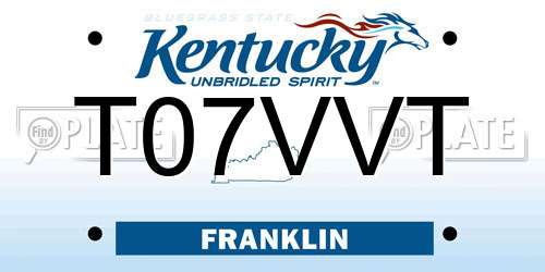 T07VVT Kentucky License Plate