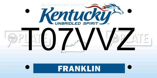 T07VVZ Kentucky License Plate
