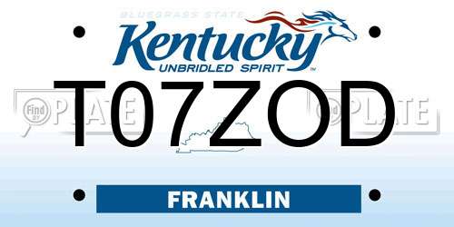 T07ZOD Kentucky License Plate