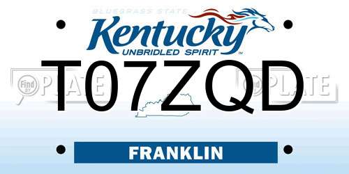 T07ZQD Kentucky License Plate