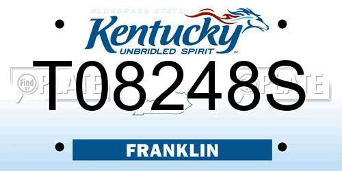 T08248S Kentucky License Plate